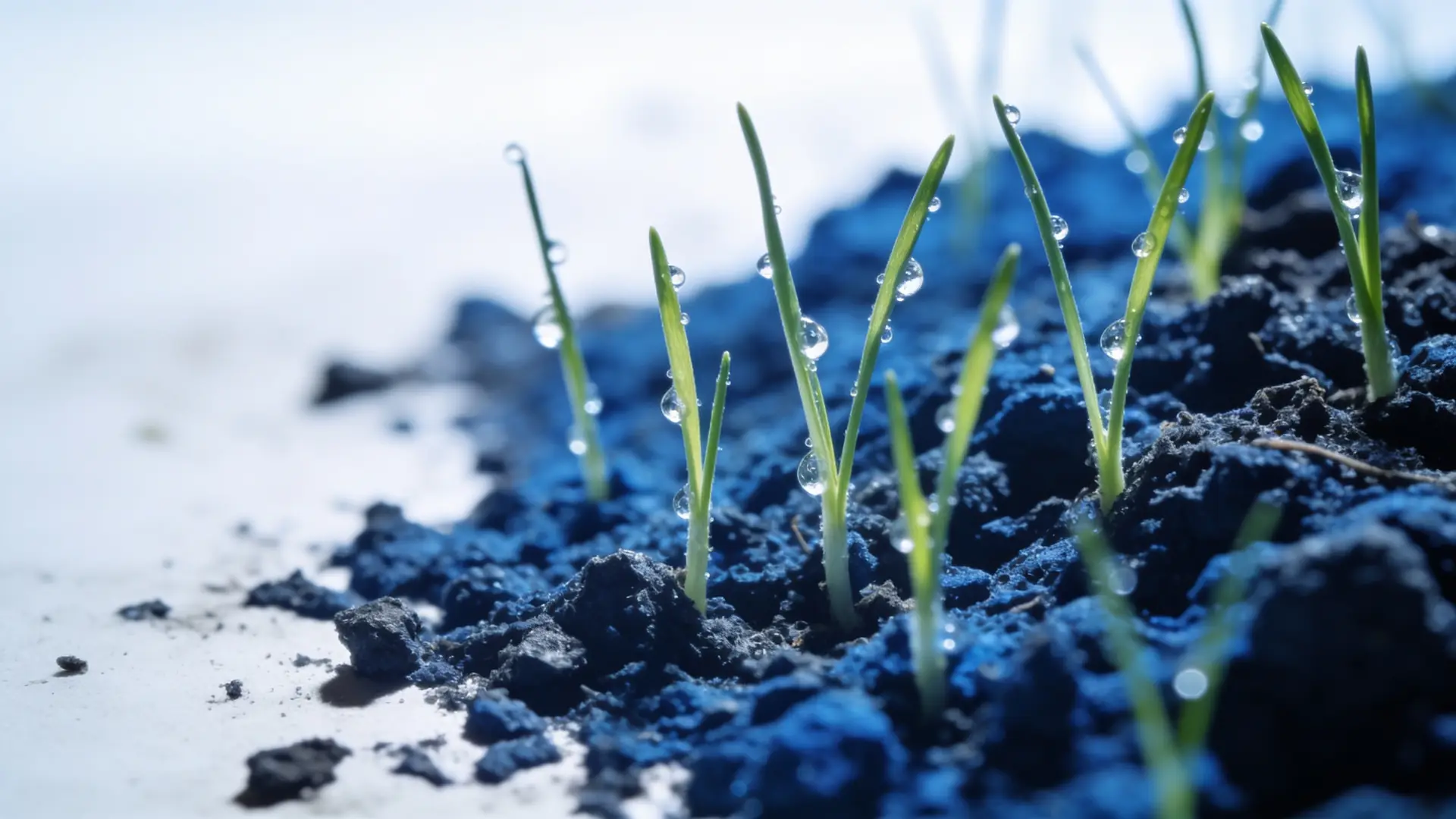 New grass shoots emerging through dark soil — illustrative image for minoxidil